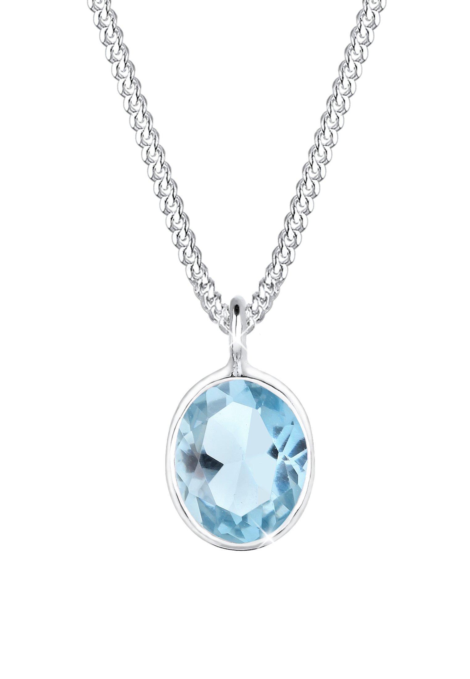 Elli  Collier Femmes Pendentif Solitaire Élégant Avec Topaze Bleu Clair 