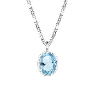 Elli  Collier Femmes Pendentif Solitaire Élégant Avec Topaze Bleu Clair 