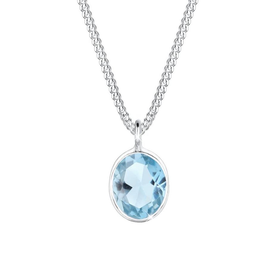 Collier Femmes Pendentif Solitaire Élégant Avec Topaze Bleu Clair