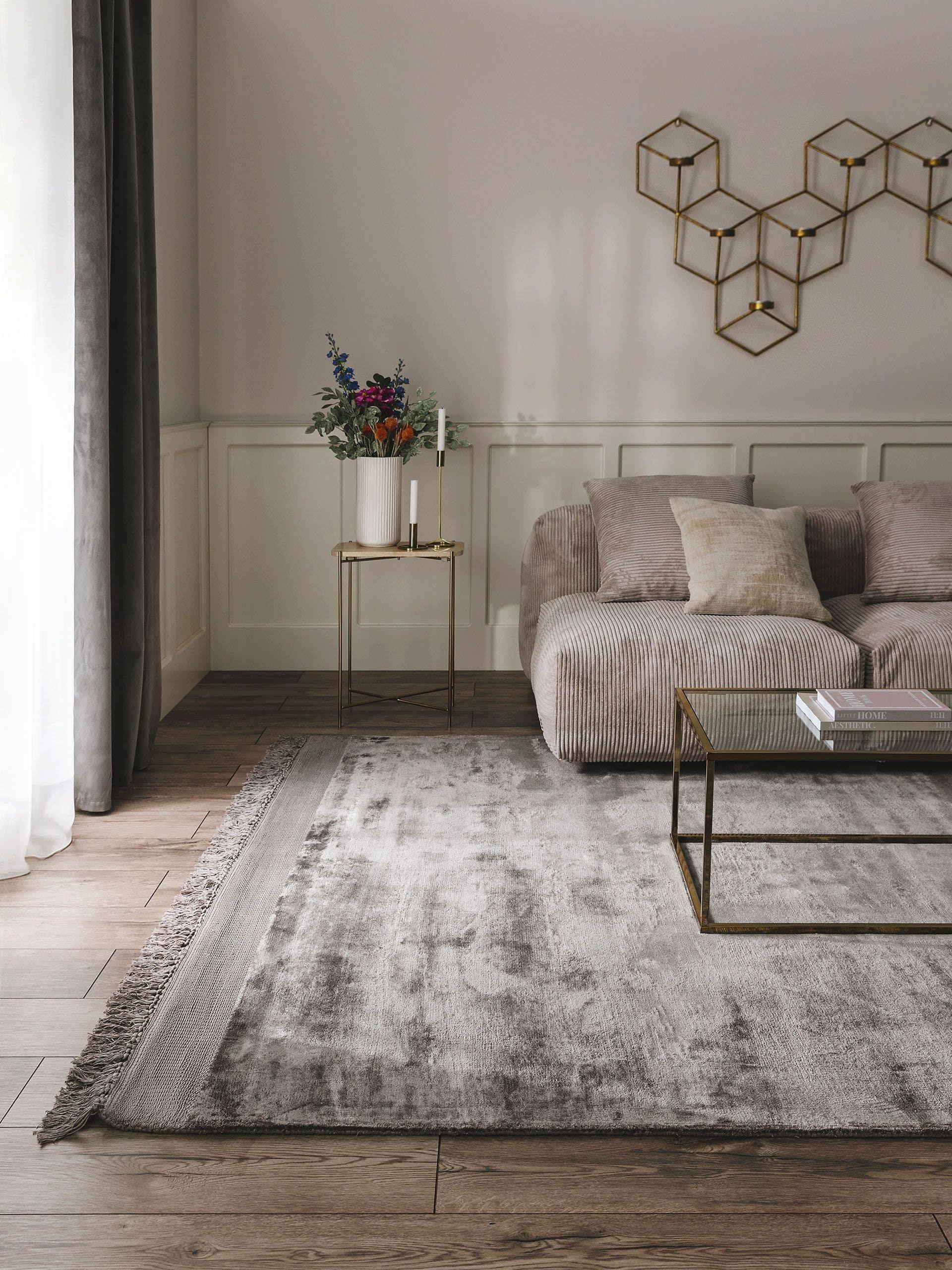 Benuta Tapis en viscose Pearl Gris  