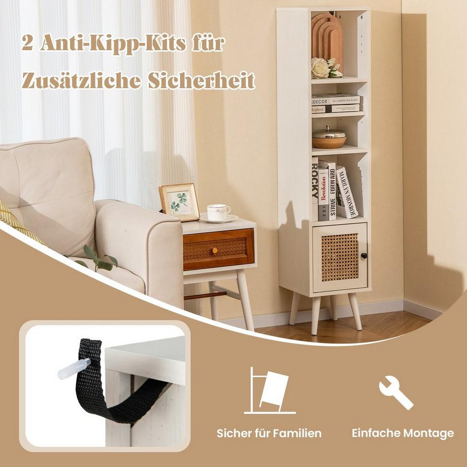Northix Mobile alto in rattan con ripiani  