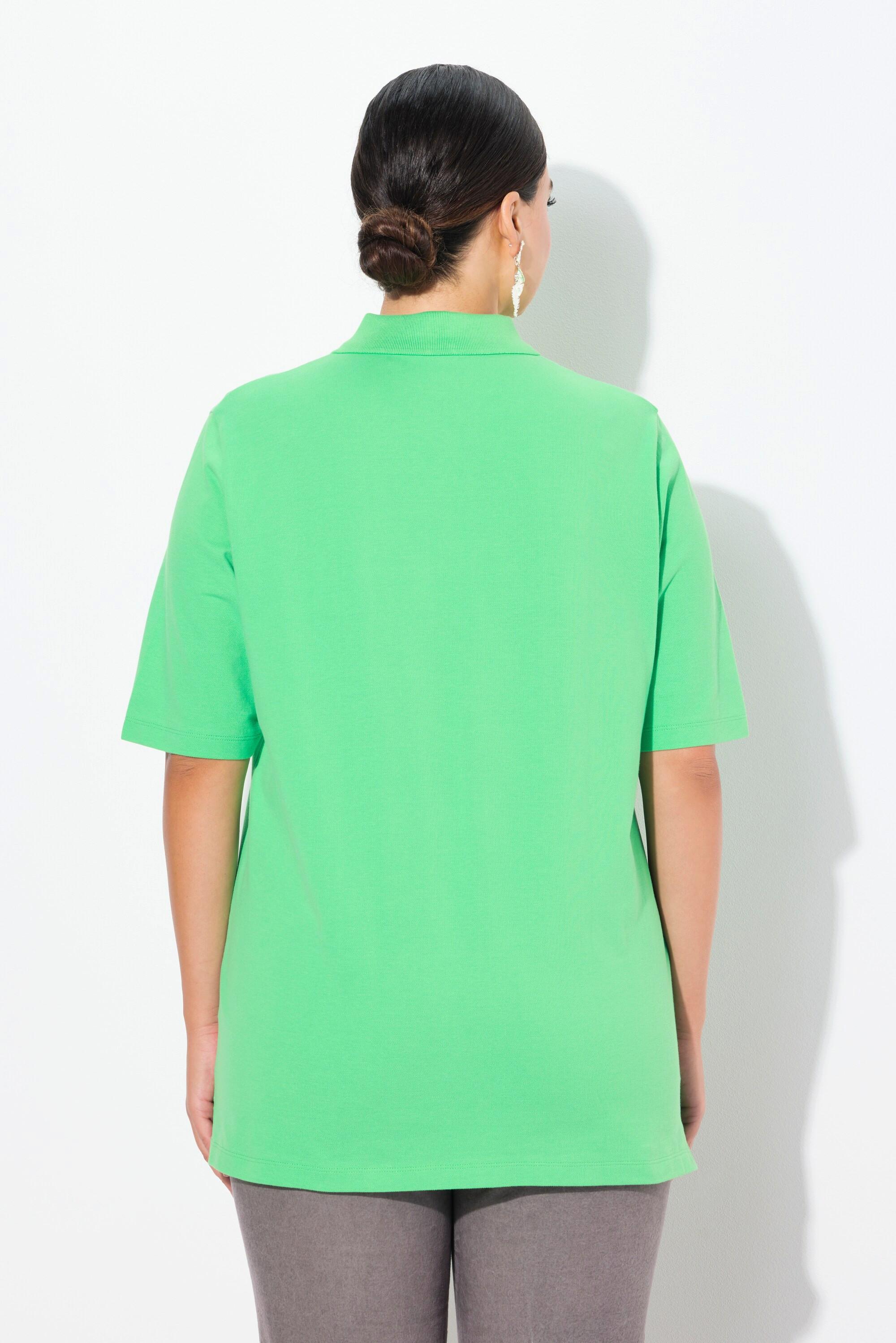 Ulla Popken Piqué Poloshirt Samt-Knopfleiste Halbarm  