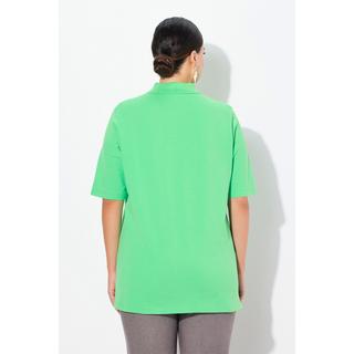 Ulla Popken Piqué Poloshirt Samt-Knopfleiste Halbarm  