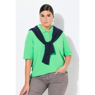 Ulla Popken Piqué Poloshirt Samt-Knopfleiste Halbarm  