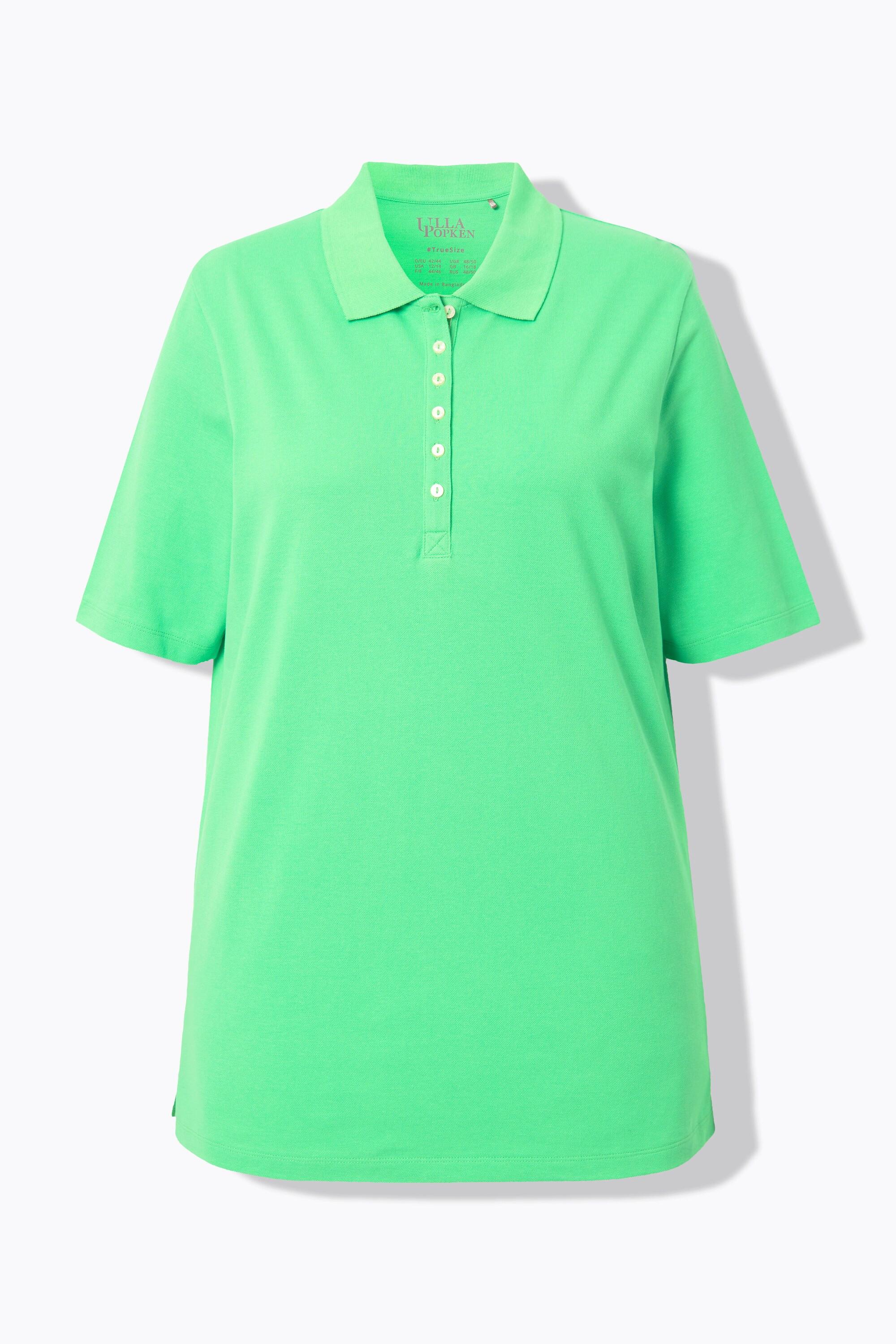 Ulla Popken Piqué Poloshirt Samt-Knopfleiste Halbarm  