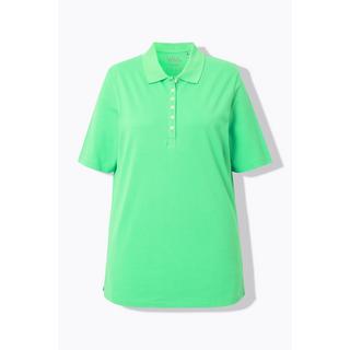 Ulla Popken Piqué Poloshirt Samt-Knopfleiste Halbarm  