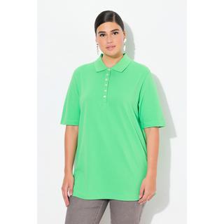 Ulla Popken Piqué Poloshirt Samt-Knopfleiste Halbarm  