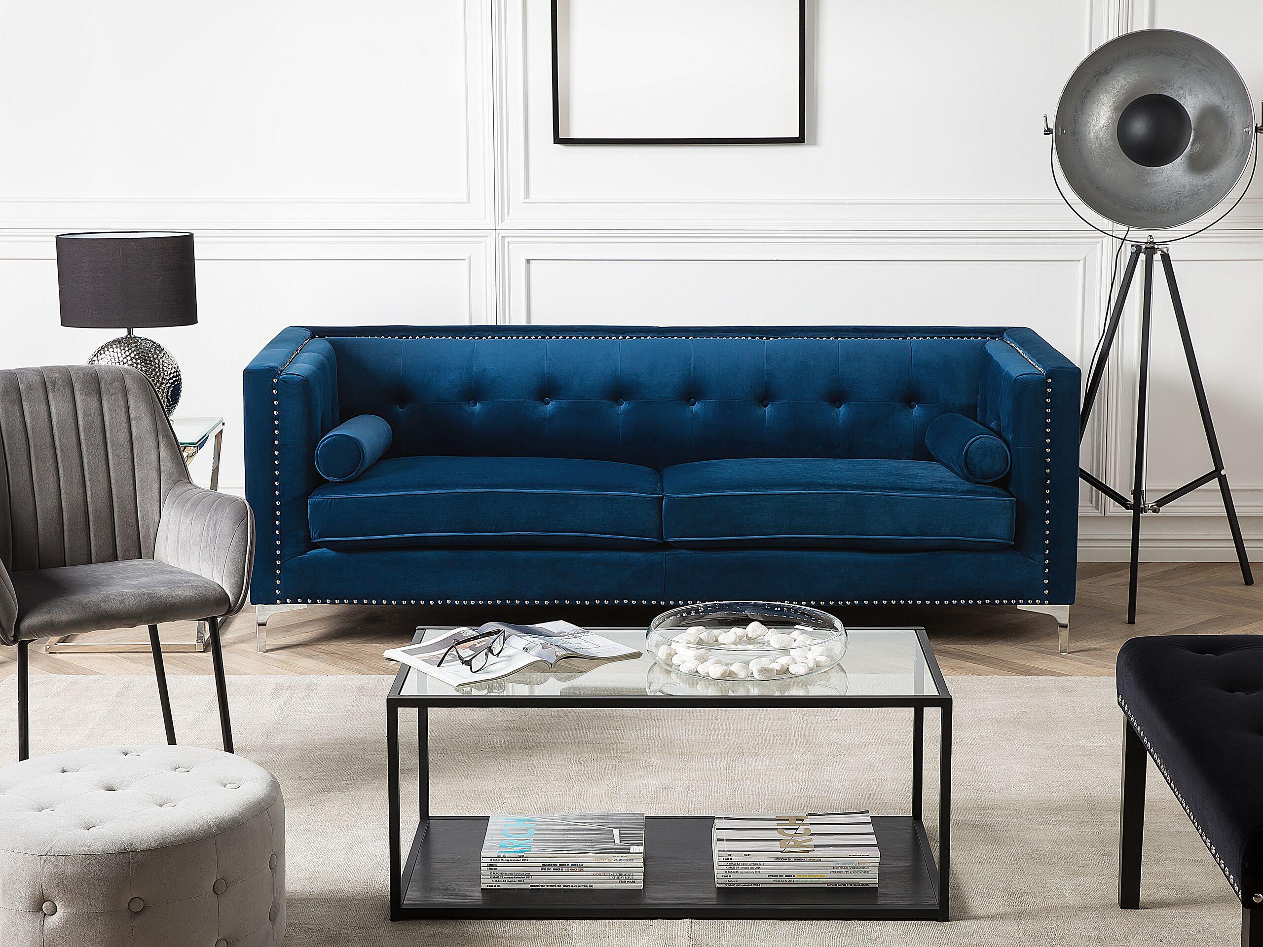 Beliani 3 Sitzer Sofa aus Samtstoff Glamourös AVALDSENES  