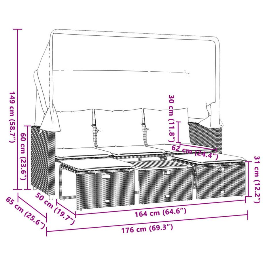 VidaXL Gartensofa poly-rattan  
