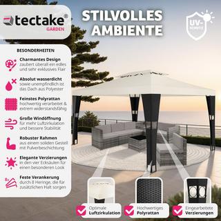 Tectake Rattan Gartenpavillon Doppeldachsystem  