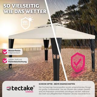 Tectake Rattan Gartenpavillon Doppeldachsystem  