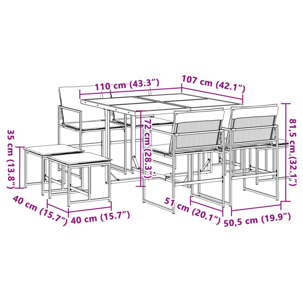 VidaXL set da pranzo da giardino Acciaio  