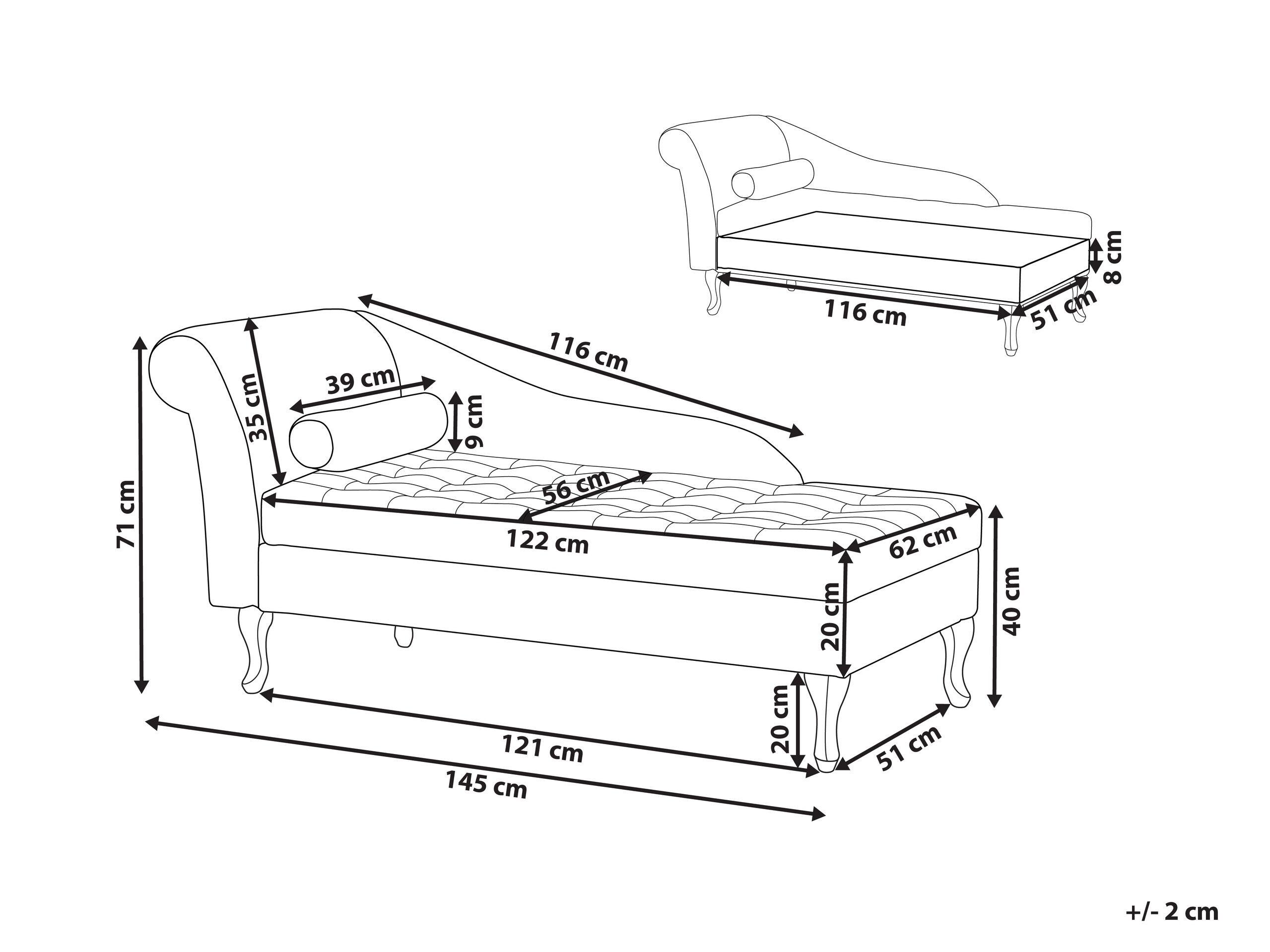 Beliani Chaiselongue aus Samtstoff Retro PESSAC  