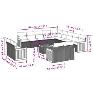 VidaXL Ensemble de canapés de jardin rotin synthétique  