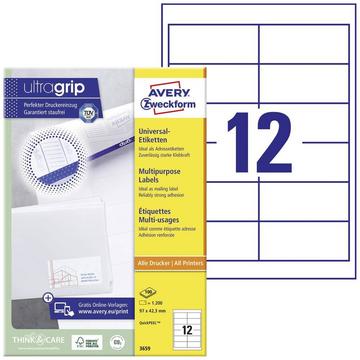 Universal-Etiketten 97 x 42.3 mm Papier Weiß 1200 St. Permanent haftend Tintenstrahldrucker