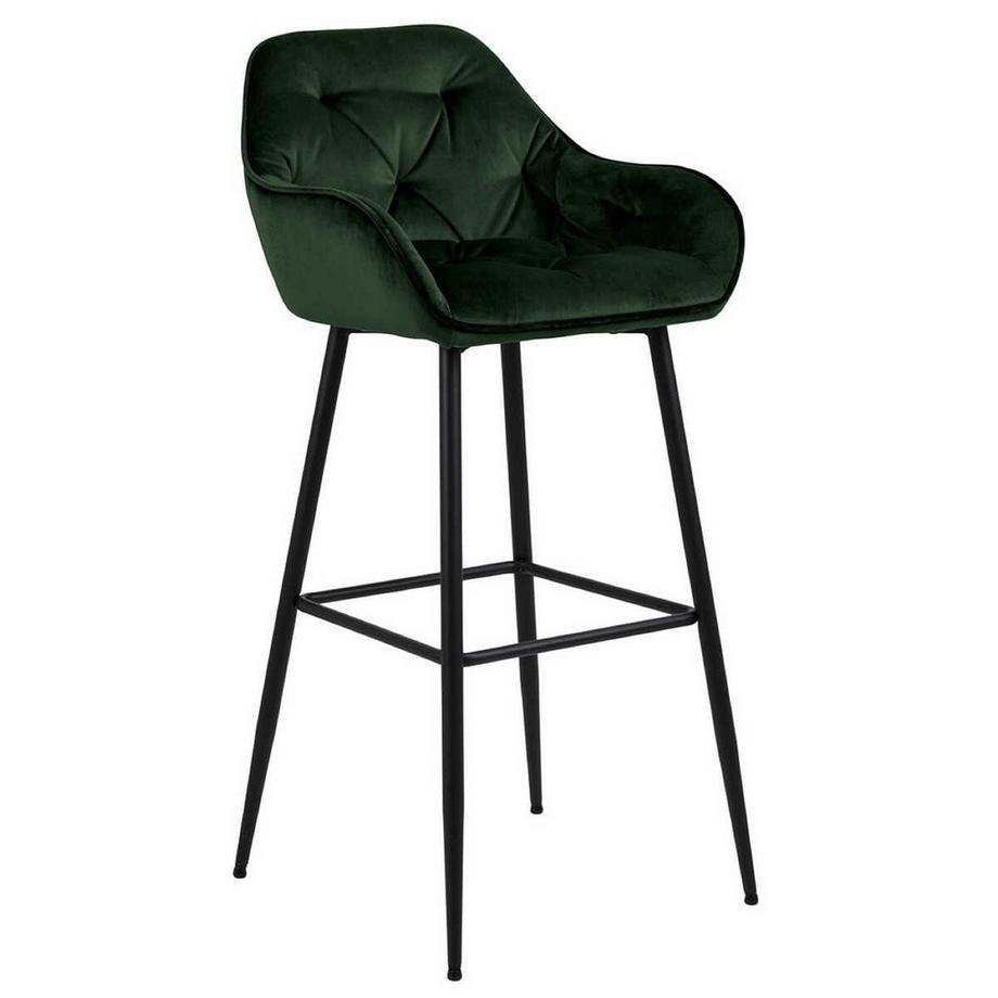Sgabello da bar Shields VIC in tessuto verde bosco nero