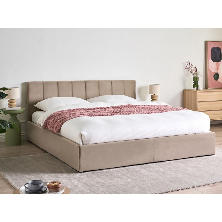 Beliani Letto contenitore en Velluto  DREUX  