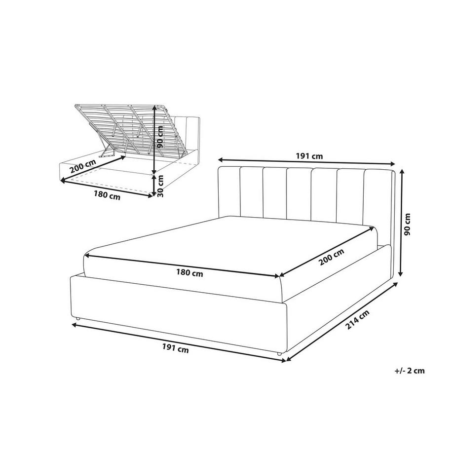Beliani Letto contenitore en Velluto  DREUX  