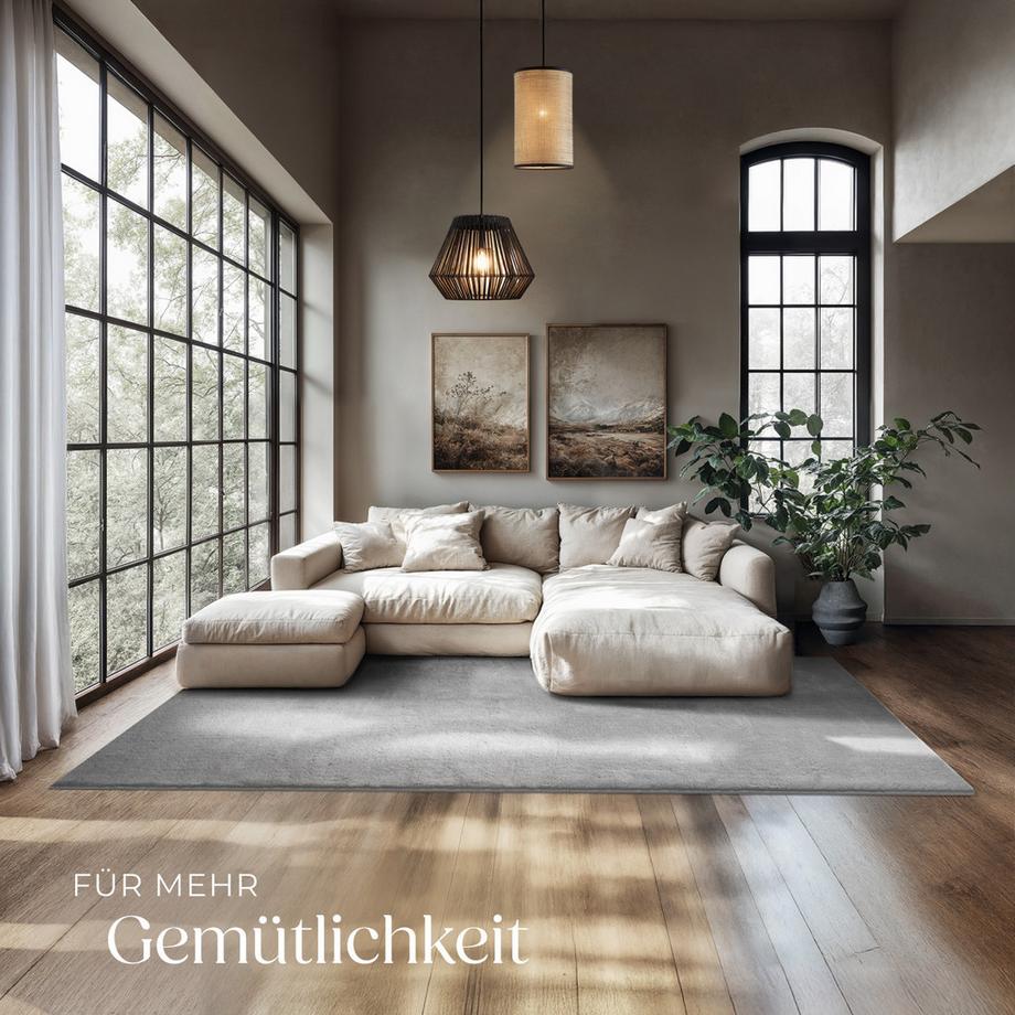 Tectake Tapis à poils ras SOFT ZONE surface douce, poids du velours 1630 g/m²  