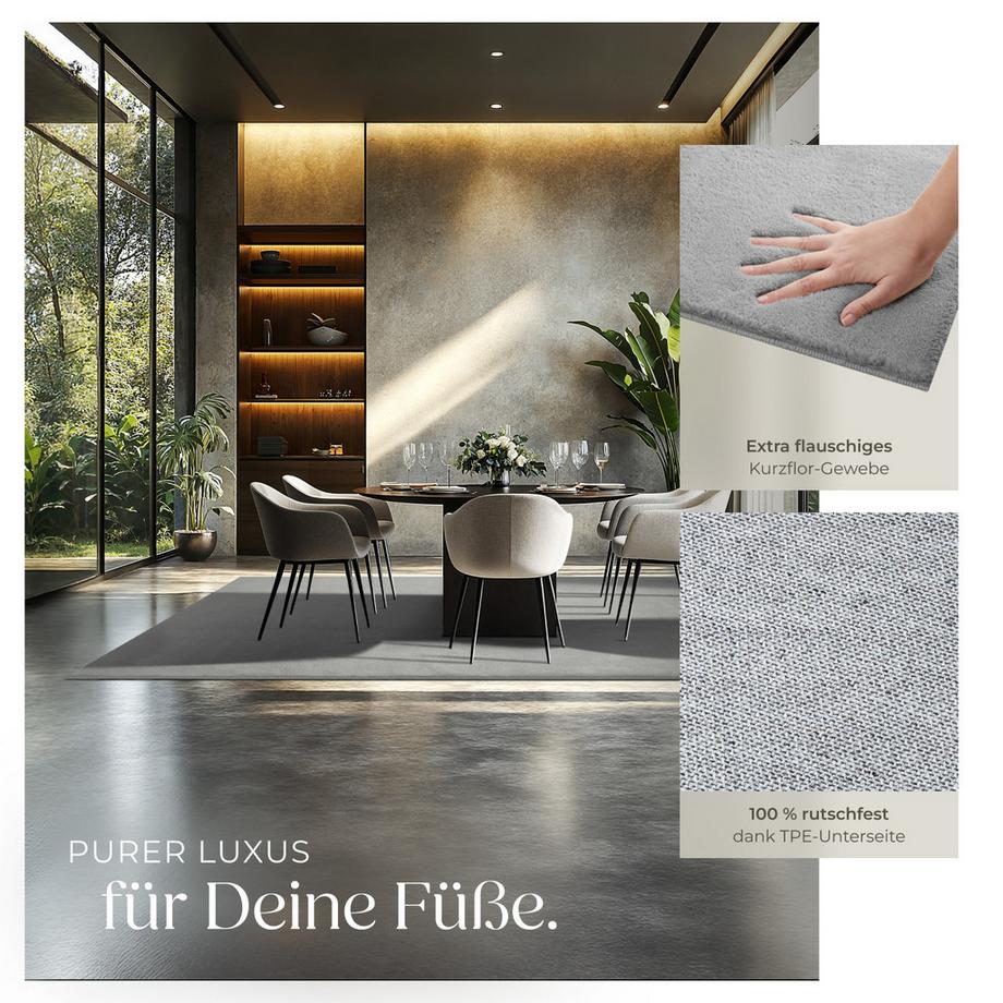 Tectake Tapis à poils ras SOFT ZONE surface douce, poids du velours 1630 g/m²  