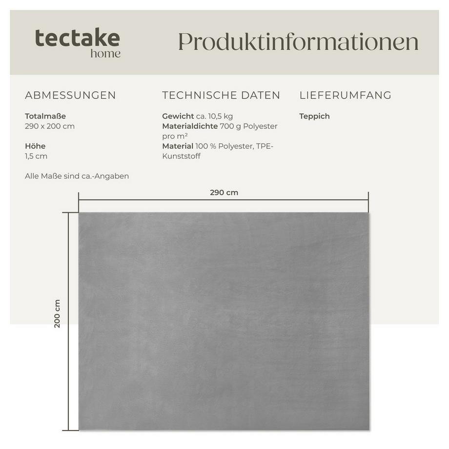 Tectake Tapis à poils ras SOFT ZONE surface douce, poids du velours 1630 g/m²  