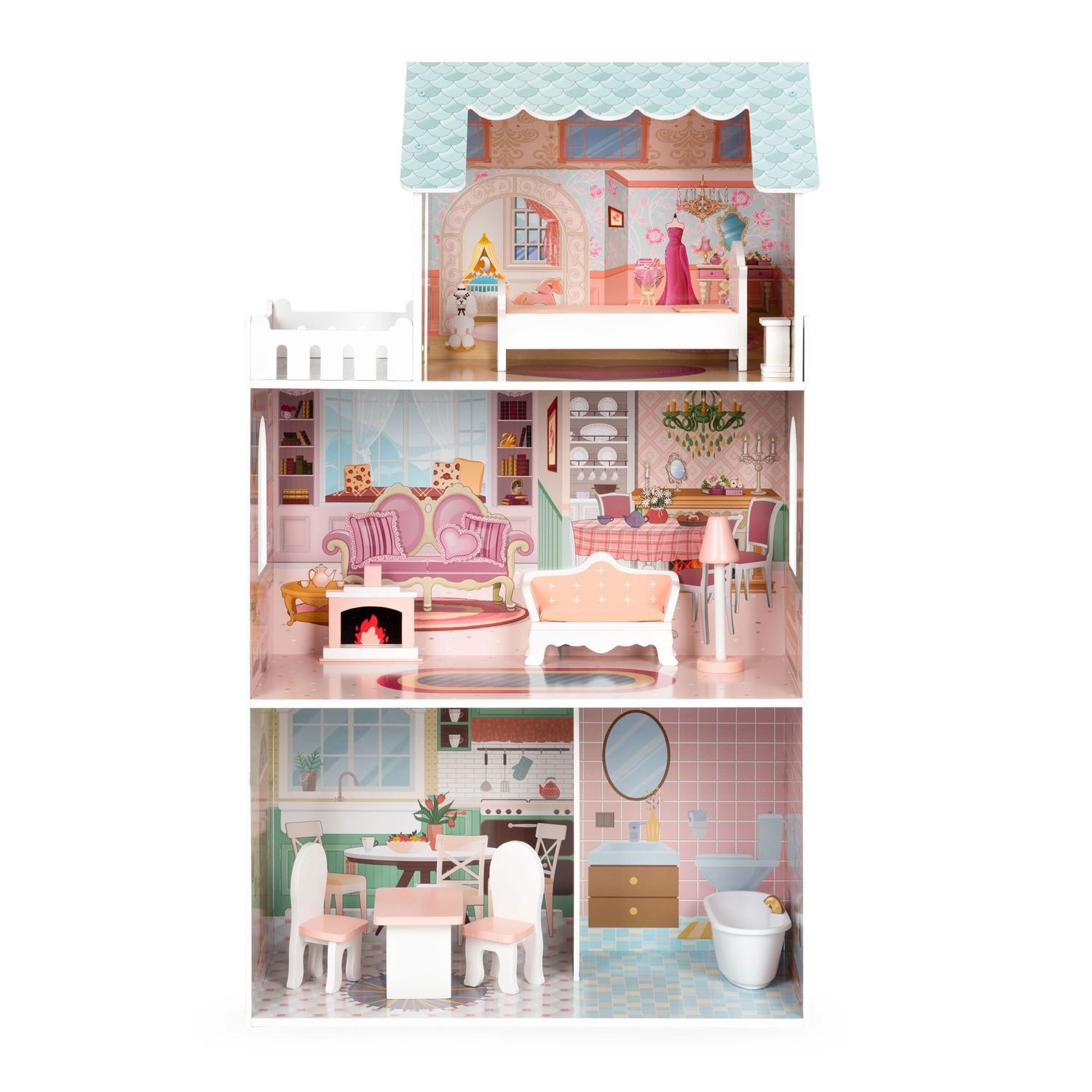 Northix  Grande casa delle bambole Barbie con un set di mobili ECOTOYS 