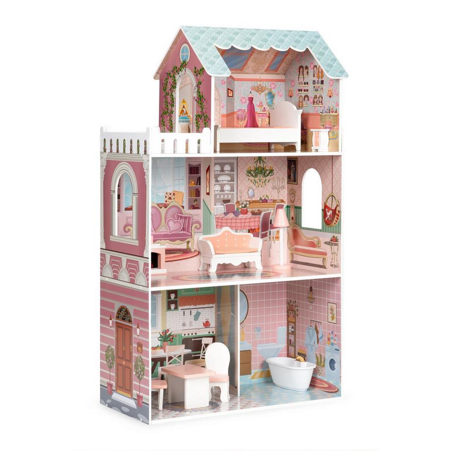 Northix  Grande maison de poupée Barbie avec un ensemble de meubles ECOTOYS 