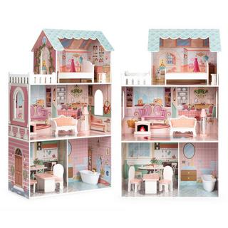 Northix  Grande casa delle bambole Barbie con un set di mobili ECOTOYS 