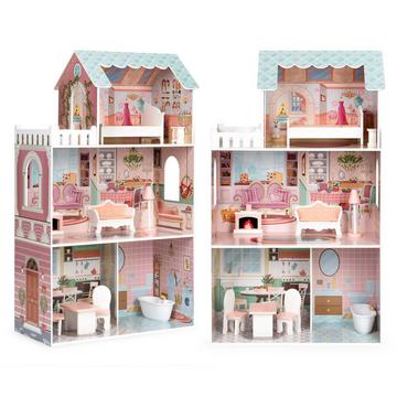 Grande casa delle bambole Barbie con un set di mobili ECOTOYS