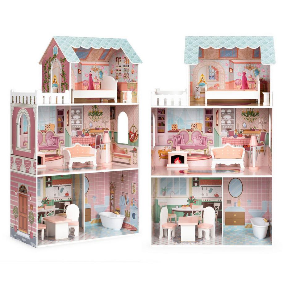 Grande casa delle bambole Barbie con un set di mobili ECOTOYS
