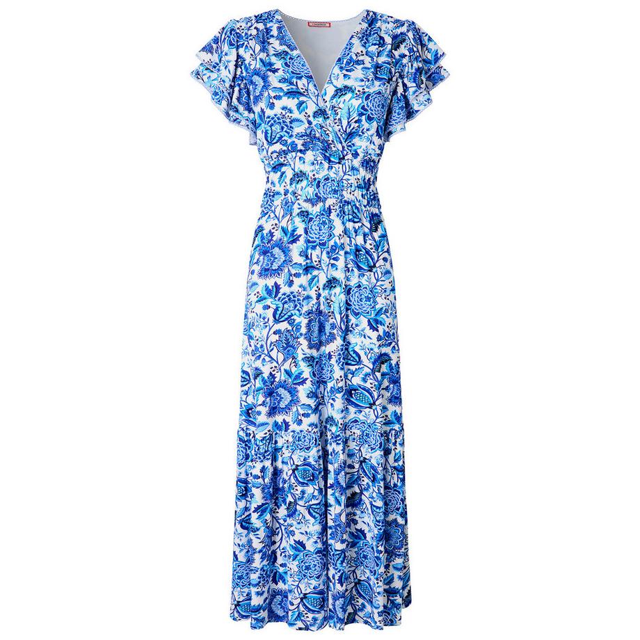 Joe Browns Maxikleid V-Ausschnitt Blumenmuster Gesmokte Taille  