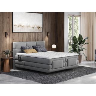 Vente-unique Set letto Boxspring test. trapuntata+Rete relax elett.+Materasso+Topper 2x80x200 cm Grigio - LODI di PALACIO  