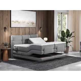 Vente-unique Set letto Boxspring test. trapuntata+Rete relax elett.+Materasso+Topper 2x80x200 cm Grigio - LODI di PALACIO  