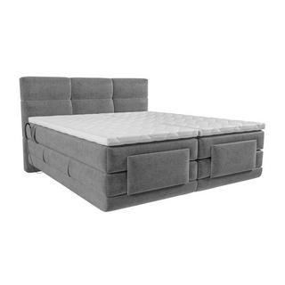 Vente-unique Set letto Boxspring test. trapuntata+Rete relax elett.+Materasso+Topper 2x80x200 cm Grigio - LODI di PALACIO  