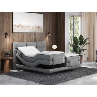 Vente-unique Set letto Boxspring test. trapuntata+Rete relax elett.+Materasso+Topper 2x80x200 cm Grigio - LODI di PALACIO  