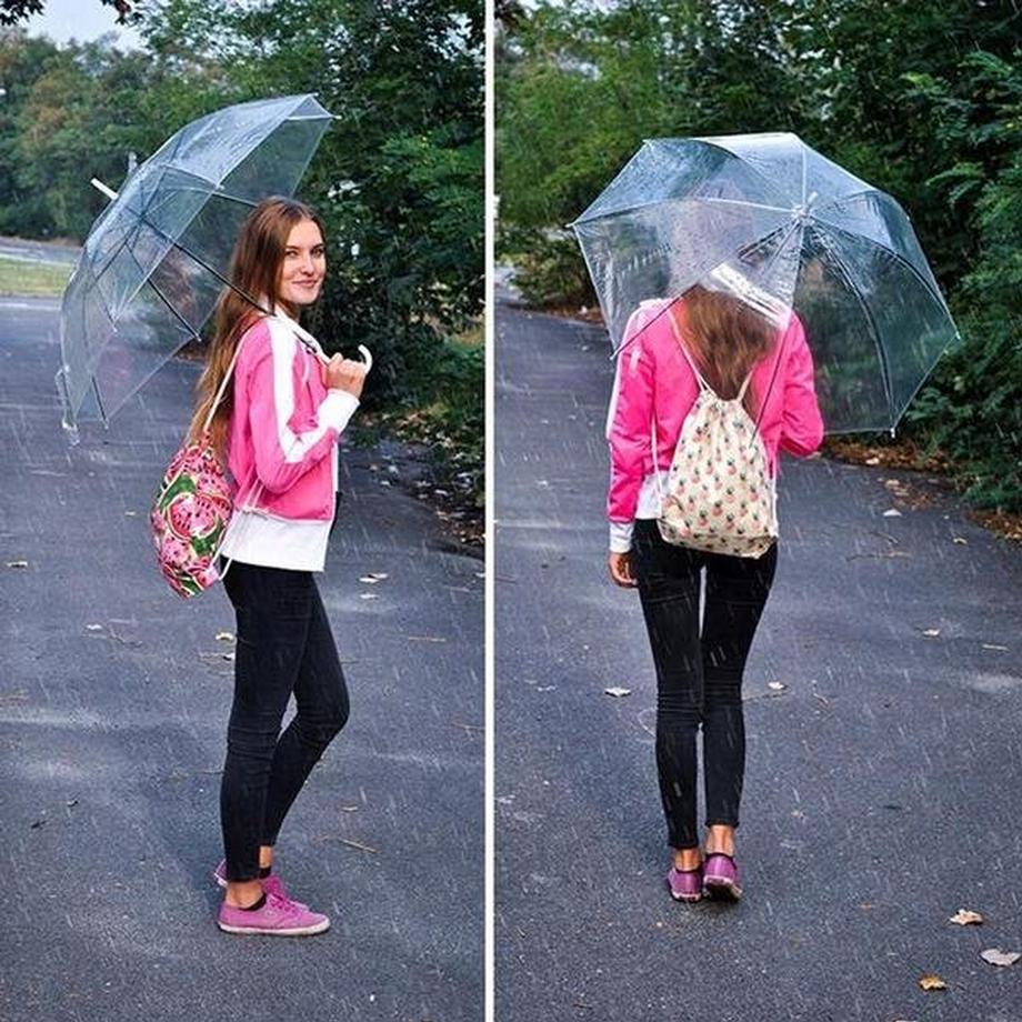 eStore  Regenschirm mit automatischem Zusammenklappen - Transparent 