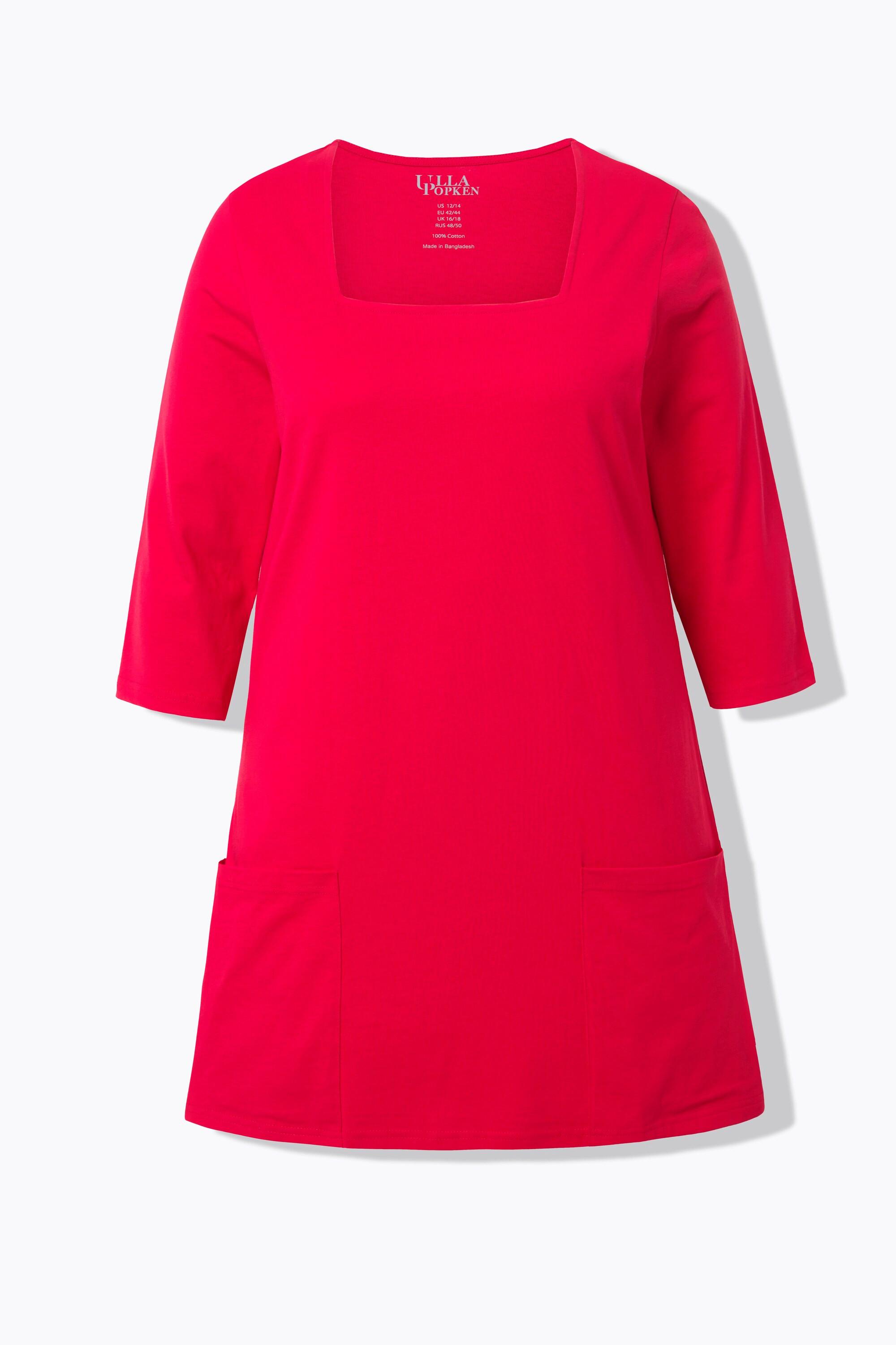 Ulla Popken  Longshirt, Taschen, A-Linie, Carree-Ausschnitt, 3/4-Arm 