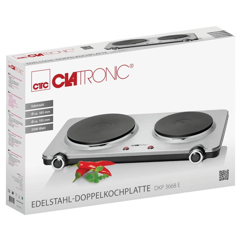 Clatronic  Double plaque de cuisson E 1000/1500 W en acier inoxydable 