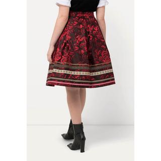 Ulla Popken  Rock, A-Linie, Jacquard-Blütenmuster, Zierbänder 