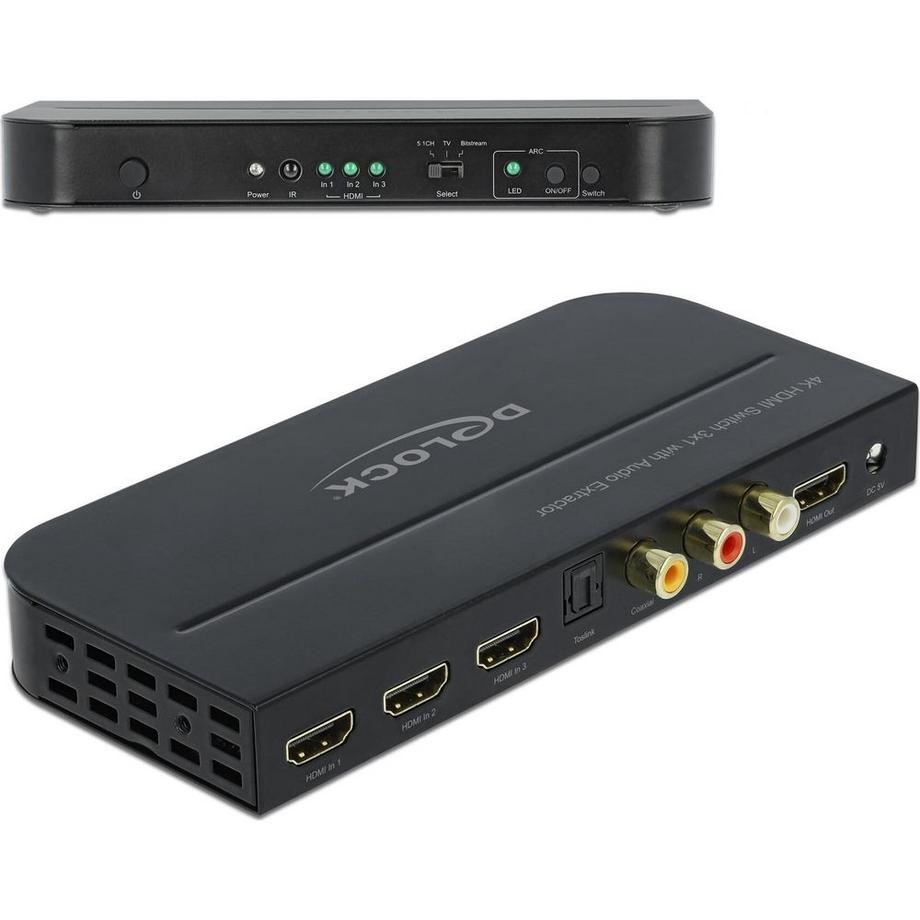 DeLock  UMSCHALTER 3 PORT HDMI, INKL. AUDIO EXTRAKTOR HDMI 