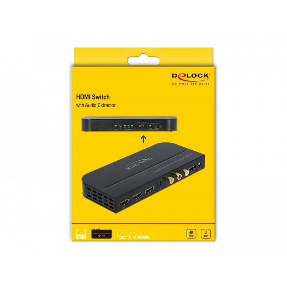 DeLock  UMSCHALTER 3 PORT HDMI, INKL. AUDIO EXTRAKTOR HDMI 