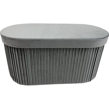 Pouf avec récipient Jocelyn velours gris