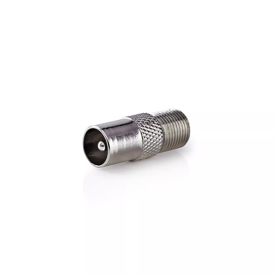 Nedis - Satelliten- & Antennenadapter | IEC (Koax) Stecker | F Buchse | Vernickelt | 75 Ohm | Gerade | Metall | Silber | 1 St. | Box, One Size