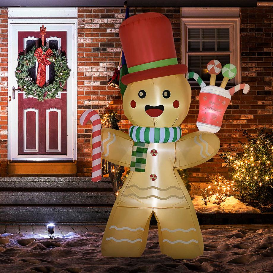 HOMCOM Bonhomme en pain d'épices gonflable  