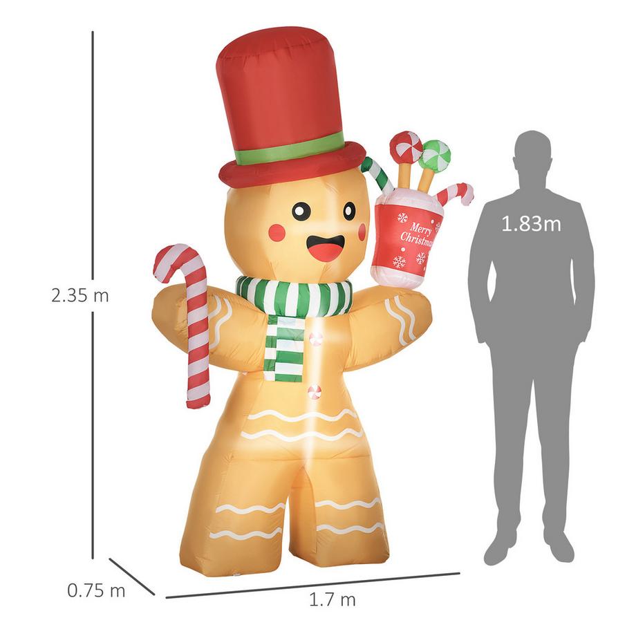 HOMCOM Bonhomme en pain d'épices gonflable  