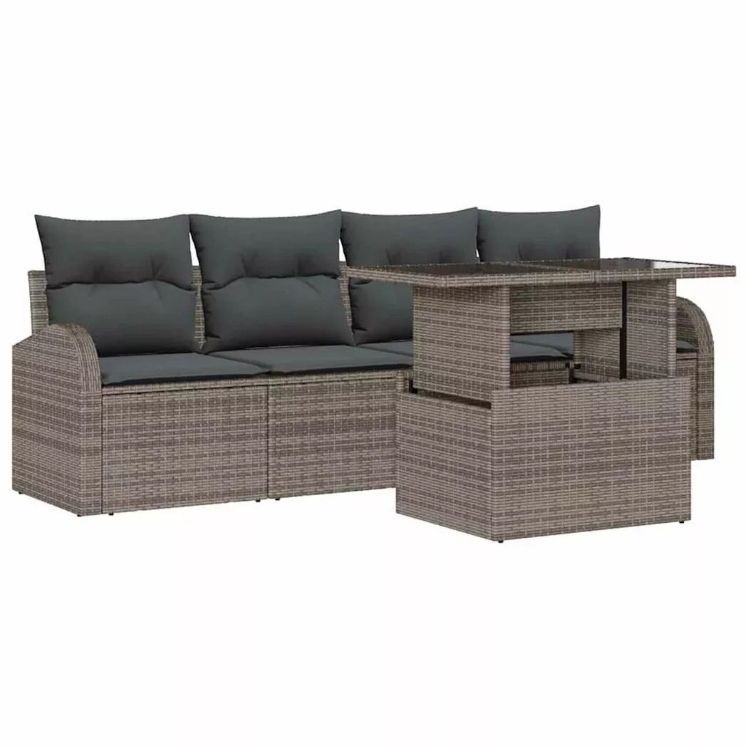 VidaXL - Set Divano da Giardino Polyrattan, One Size, Grigio