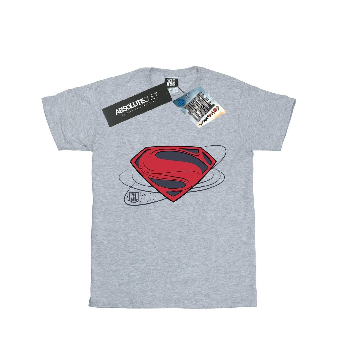 Image of Justice League Movie Superman Logo Tshirt Damen Grau 3XL