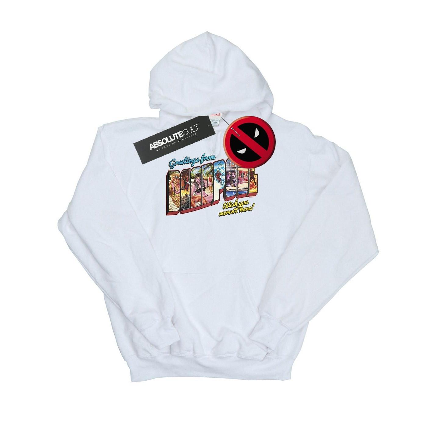 Image of Deadpool Greetings Kapuzenpullover Damen Weiss M