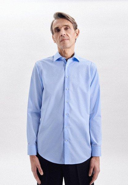 Image of Business Hemd Regular Fit Langarm Uni Herren Taubenblau 45