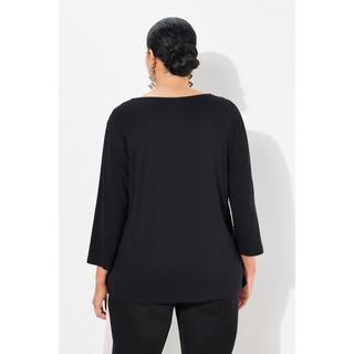 Ulla Popken  Blusenshirt, Satinfront, Tunika-Ausschnitt, 3/4-Arm 